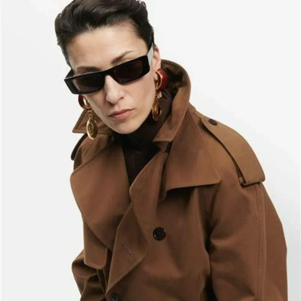 NEW Saint Laurent SL553 001 Black Grey Rectangle Unisex Sunglasses